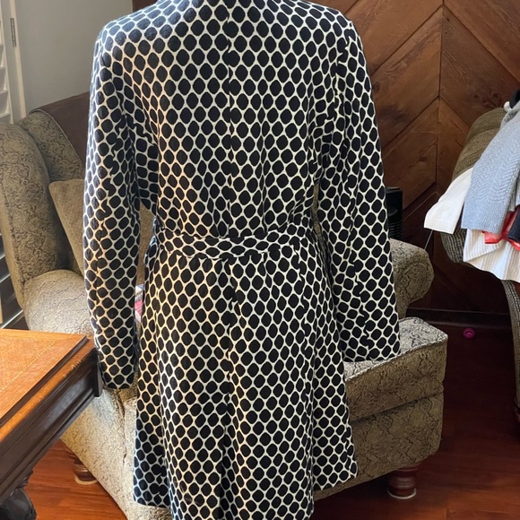 DM New York Black Cream Coat Cotton Knit Button Down Collared size large dotted - Picture 3 of 12